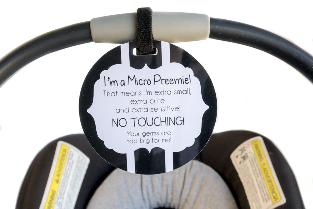 Three Little Tots Micro Preemie No Touching Car Seat Sign Tag - 