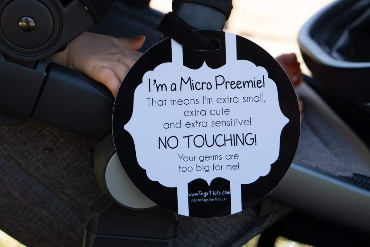 Three Little Tots Micro Preemie No Touching Car Seat Sign Tag - 