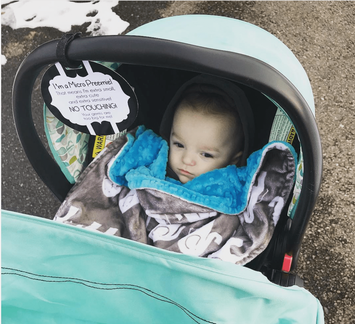 Three Little Tots Micro Preemie No Touching Car Seat Sign Tag - 