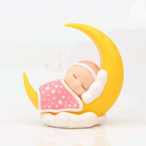 Handmade Micro-view Moon Decoration with Sleeping Baby Charm for Parties