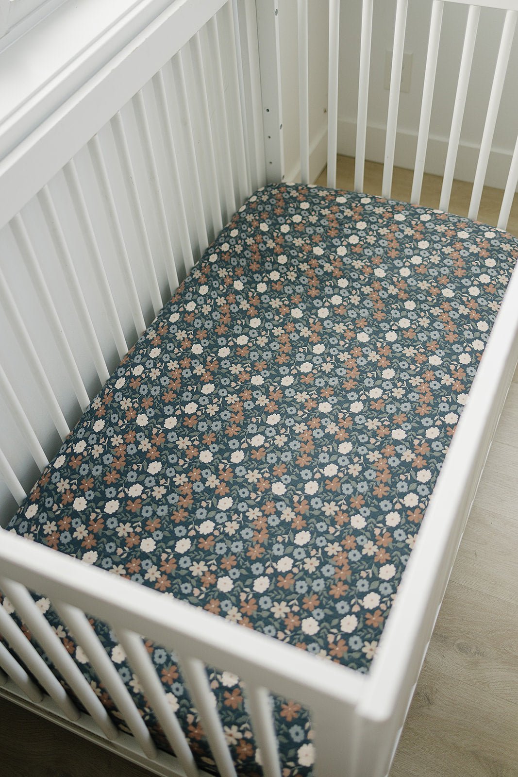 Mebie Baby Midnight Floral Muslin Crib Sheet For Standard 52x28 Crib - 