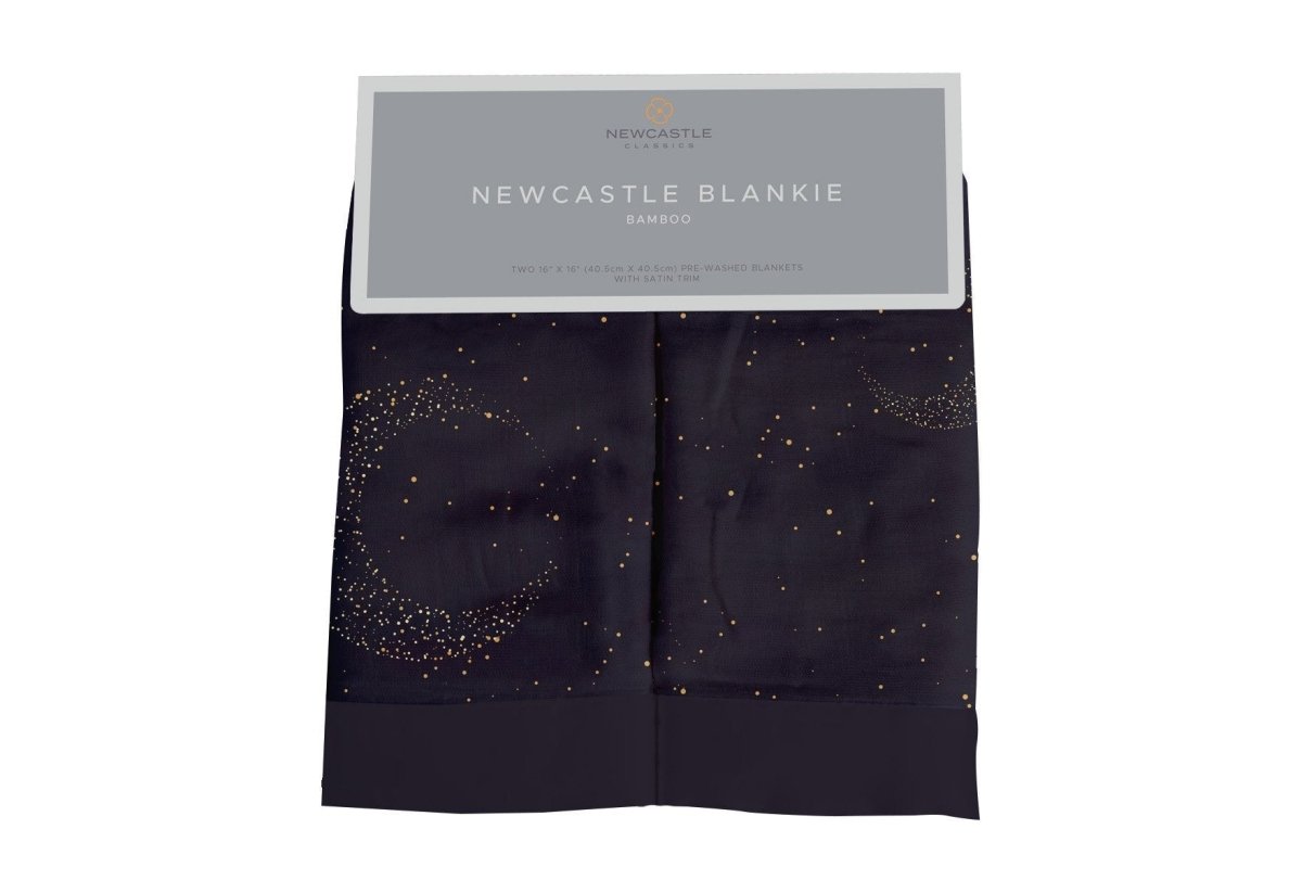 Newcastle Classics Midnight Moon Bamboo Muslin Blankie for Comfort and Security for Babies - 