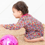 Bestaroo Midnight Petals Bamboo Bodysuit Dress With Long Sleeve Snap Closure for Babies - 