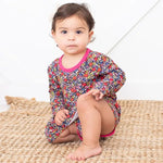 Bestaroo Midnight Petals Bamboo Bodysuit Dress With Long Sleeve Snap Closure for Babies - 