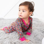 Bestaroo Midnight Petals Bamboo Viscose Baby Coverall With Two Way Zipper Cozy Sleepwear - 