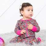 Bestaroo Midnight Petals Bamboo Viscose Baby Coverall With Two Way Zipper Cozy Sleepwear - 