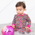 Bestaroo Midnight Petals Bamboo Viscose Baby Coverall With Two Way Zipper Cozy Sleepwear - 