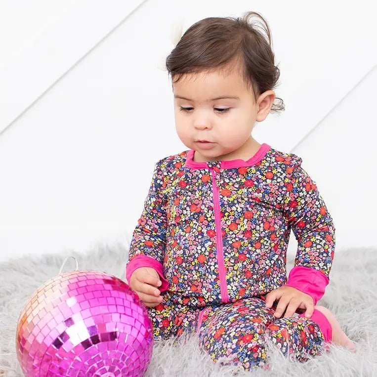 Bestaroo Midnight Petals Bamboo Viscose Baby Coverall With Two Way Zipper Cozy Sleepwear - 