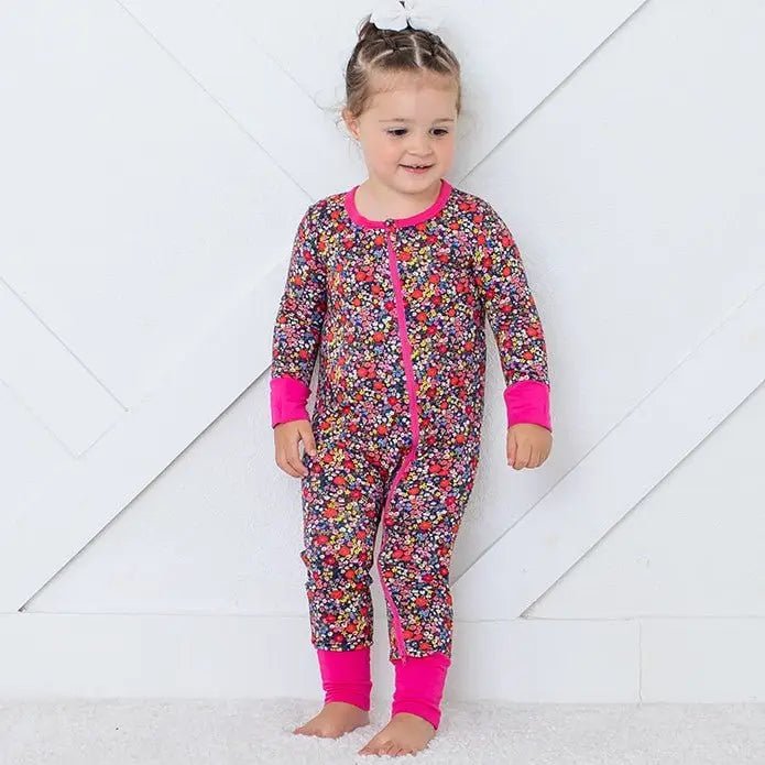 Bestaroo Midnight Petals Bamboo Viscose Baby Coverall With Two Way Zipper Cozy Sleepwear - 