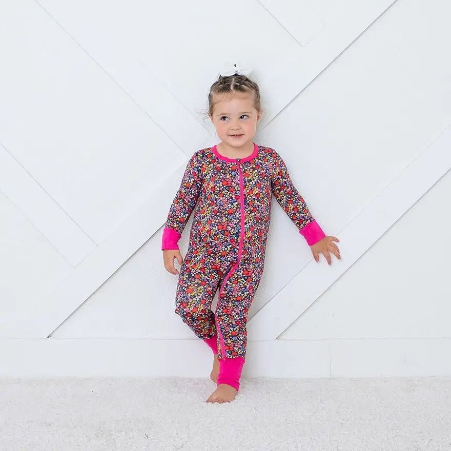 Bestaroo Midnight Petals Bamboo Viscose Baby Coverall With Two Way Zipper Cozy Sleepwear - 