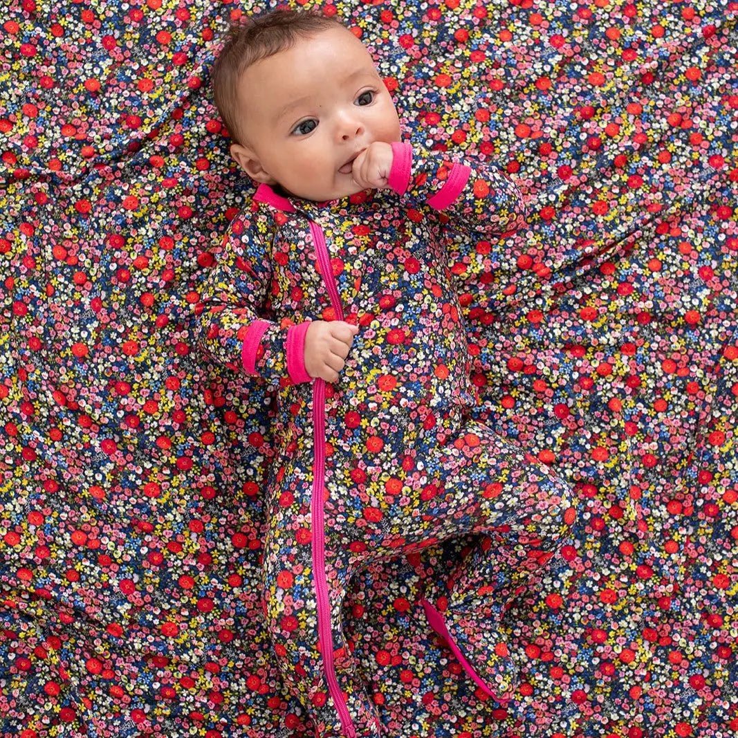 Bestaroo Midnight Petals Footie Baby Sleeper With Zipper For Easy Diaper Change - 