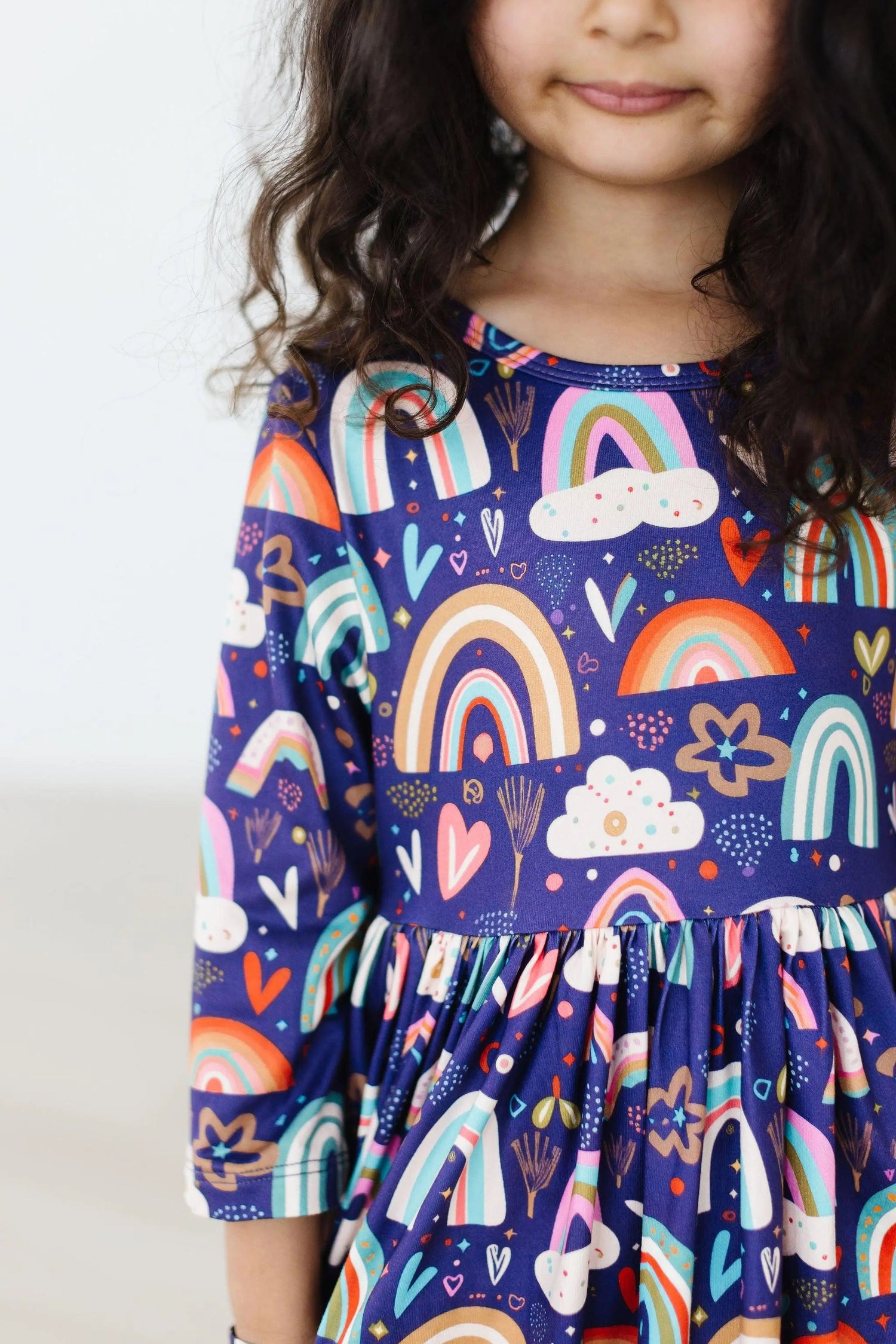 Mila & Rose ® Midnight Rainbow 3/4 Sleeve Pocket Twirl Dress - 