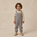 Organic Twill Overalls - Midnight Check by Makemake Organics