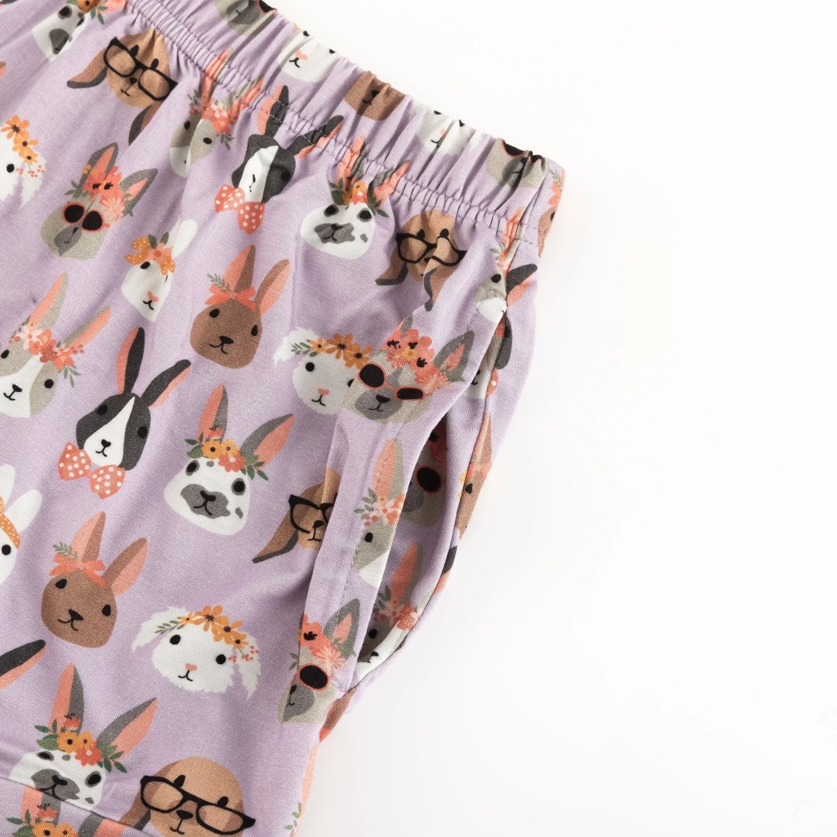 Dreamlet Midsummer Bunnies Womens Bamboo Short Sleeve Pajama Set - Everetts Place Boutique - 