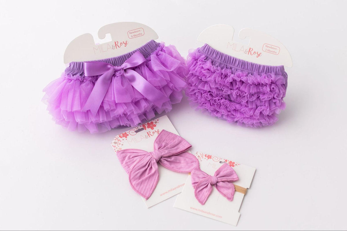 Mila & Rose ® Mila and Rose Baby Diaper Cover with Lavender Back Ruffle for Newborn Photos Everetts Place