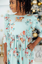 Mila & Rose ® Mila And Rose Believe In Your Elf Three Quarter Sleeve Ruffle Twirl Dress - 