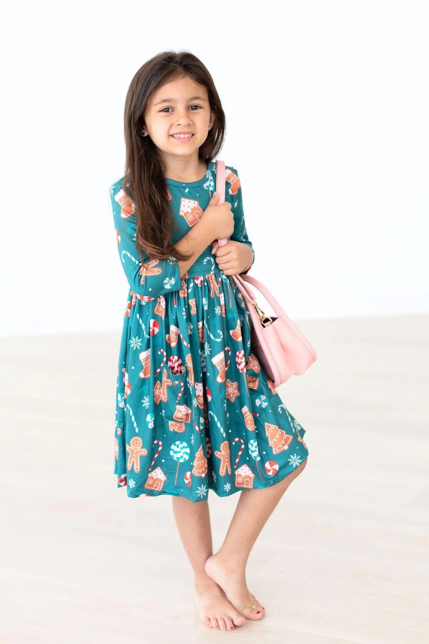 Mila & Rose ® Mila And Rose Gingerbread House Pocket Twirl Dress Three Quarter Sleeve - 