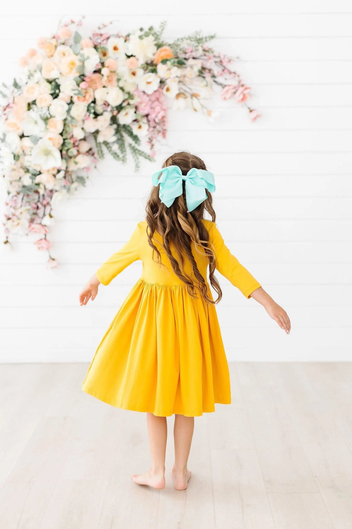 Mila & Rose ® Mila And Rose Mustard Three Quarter Sleeve Pocket Twirl Dress - 