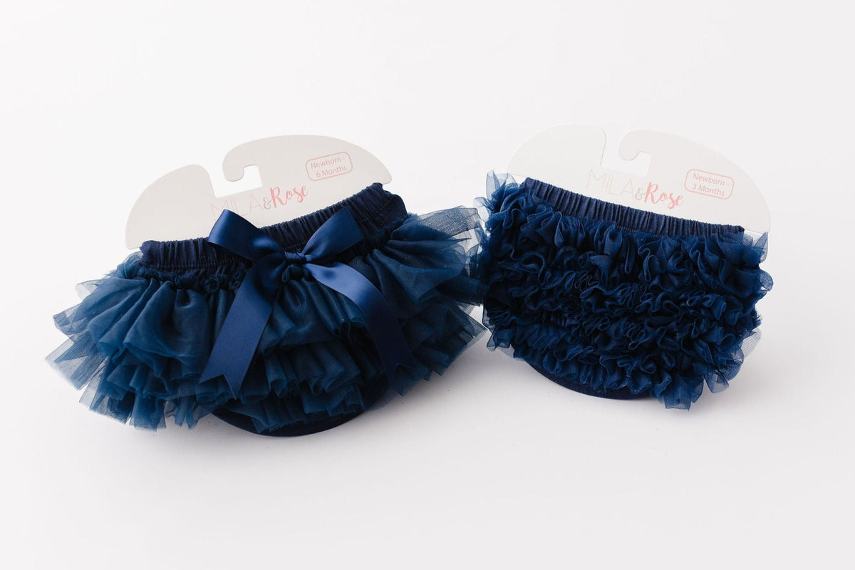 Mila & Rose ® Mila and Rose Navy Blue Ruffle Bloomer Back Ruffle for Newborn Photos Everetts Place