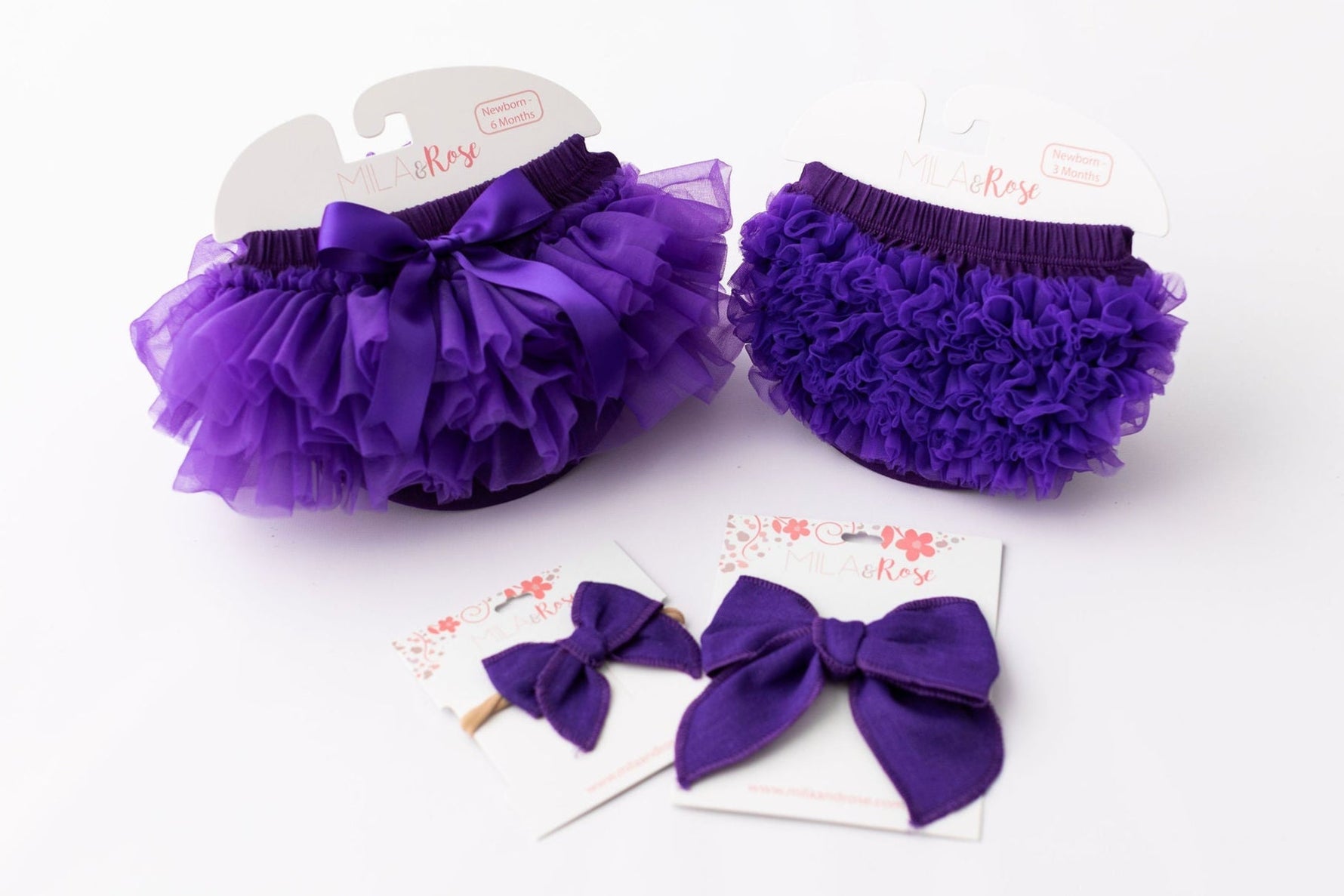 Mila & Rose ® Mila and Rose Purple Tutu Bloomer with Front and Back Ruffles for Newborn Photos Everetts Place