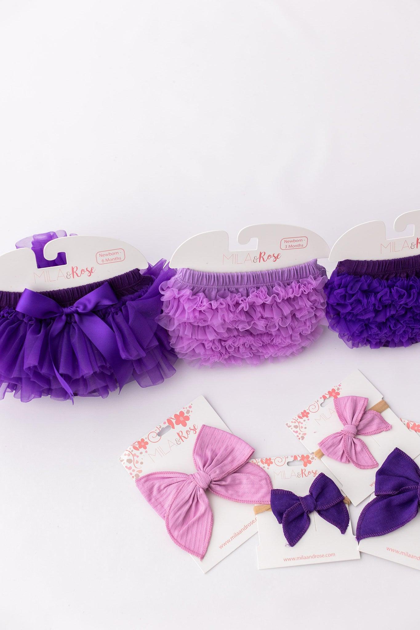 Mila & Rose ® Mila and Rose Purple Tutu Bloomer with Front and Back Ruffles for Newborn Photos Everetts Place