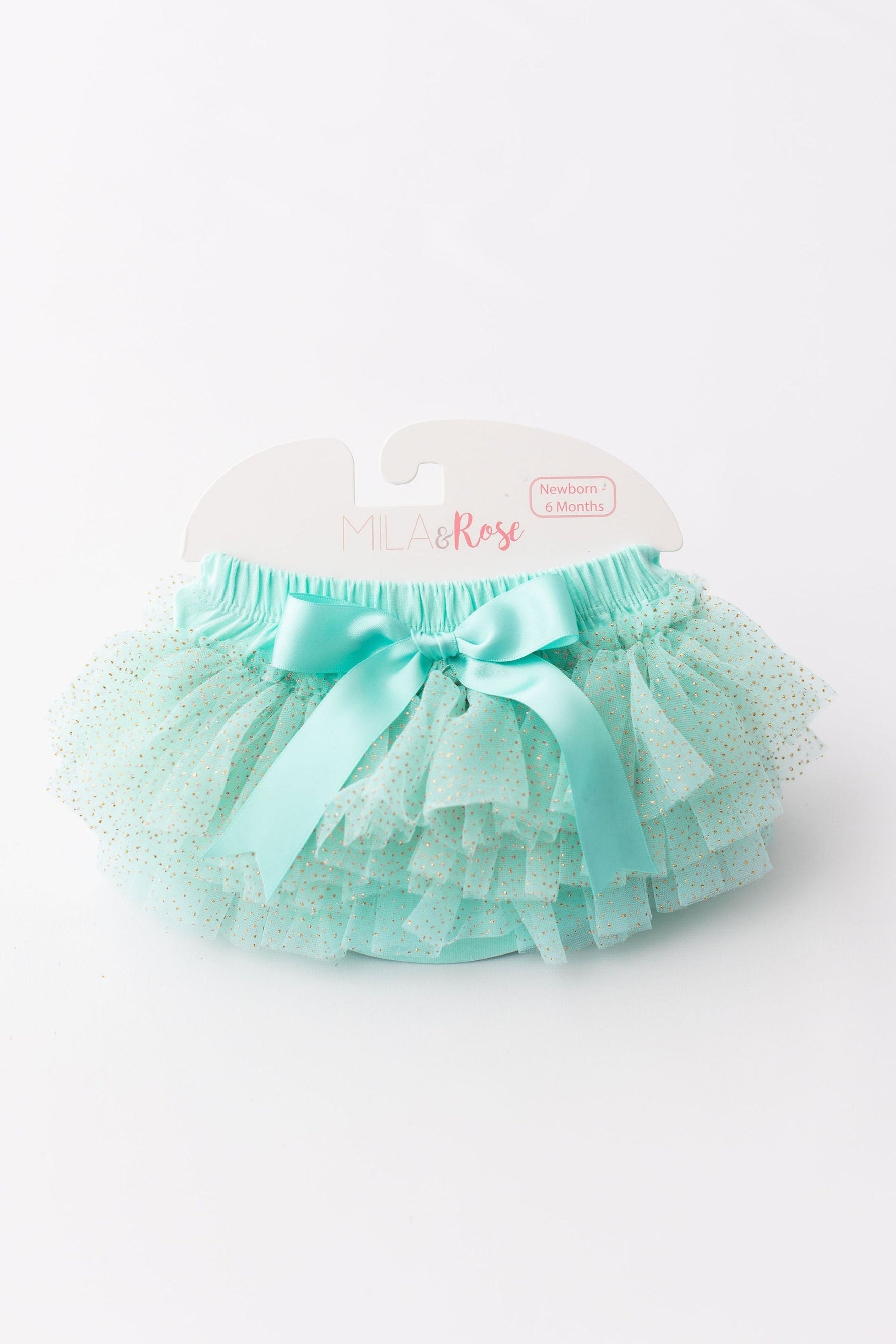 Mila & Rose ® Mila and Rose Tutu Bloomer with Mint and Gold Glitter Ruffles for Newborn Photos Everetts Place