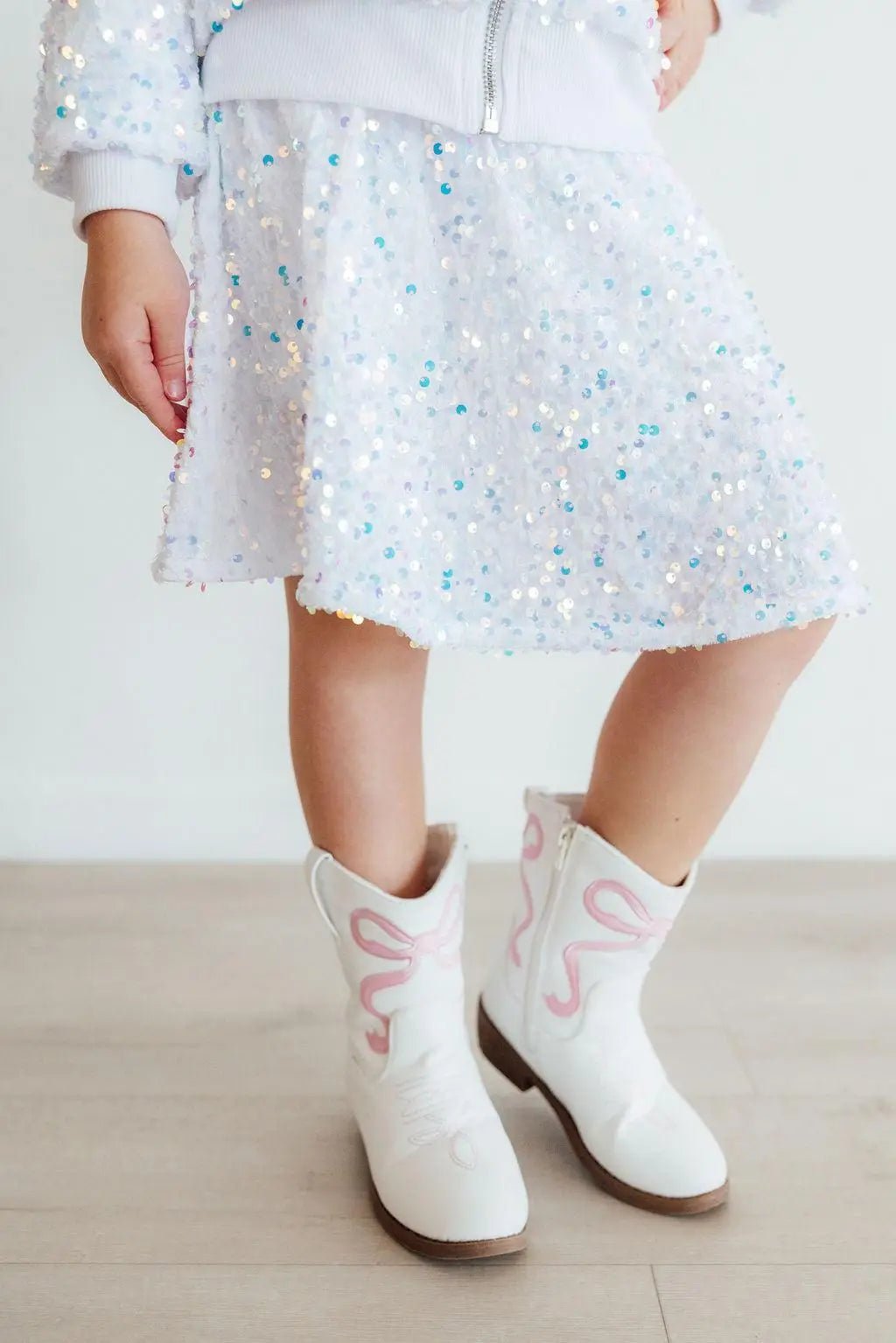 Mila & Rose ® Mila And Rose White Velvet Sequin Twirl Skort With Attached Shorts For Toddlers - 