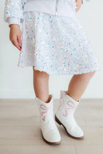 Mila & Rose ® Mila And Rose White Velvet Sequin Twirl Skort With Attached Shorts For Toddlers - 