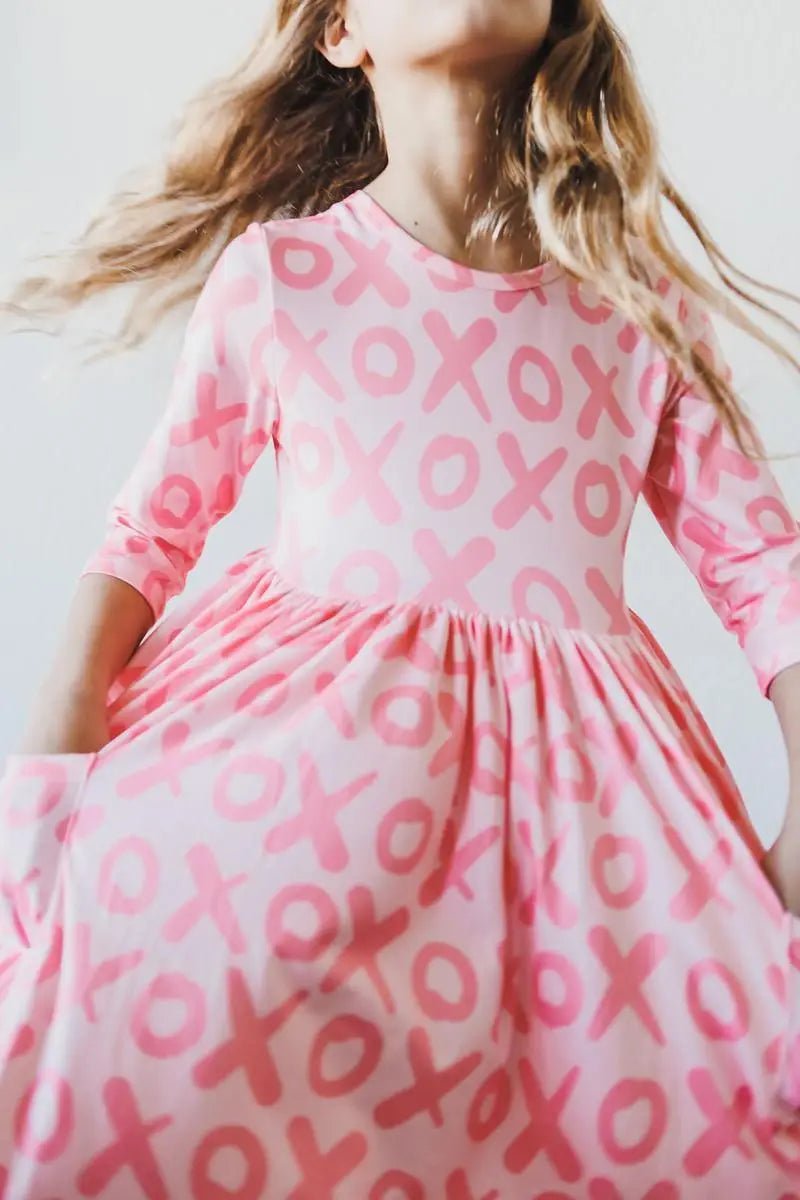 Mila & Rose ® Mila And Rose XOXO Three Quarter Sleeve Pocket Twirl Dress For School And Play - 