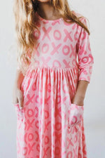 Mila & Rose ® Mila And Rose XOXO Three Quarter Sleeve Pocket Twirl Dress For School And Play - 