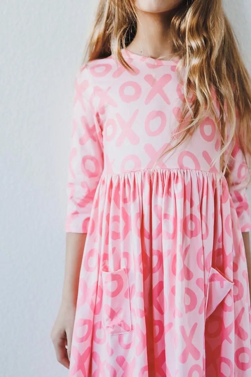 Mila & Rose ® Mila And Rose XOXO Three Quarter Sleeve Pocket Twirl Dress For School And Play - 