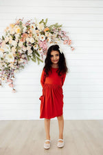 Mila & Rose ® Mila Rose Pumpkin Spice Three Quarter Sleeve Pocket Twirl Dress - 