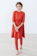Mila & Rose ® Mila Rose Pumpkin Spice Three Quarter Sleeve Pocket Twirl Dress - 