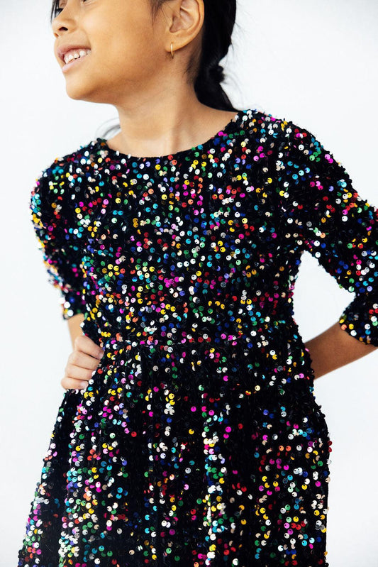 Mila & Rose ® Confetti Velvet Sequin Dress for Girls Mila Rose Party - Apparel & Accessories > Clothing > Dresses Sequin Dress