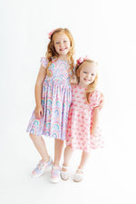 Pink Rainbow Puff Sleeve Sequin Dress by Mila & Rose ®
