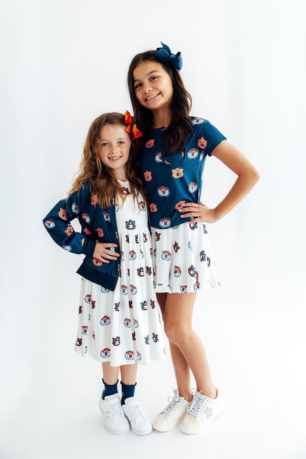 3/4 Sleeve Pocket Twirl Dress - Auburn White Aubie by Mila & Rose ® (view 4 of 6)