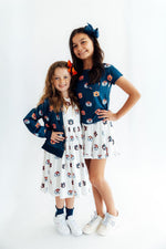 3/4 Sleeve Pocket Twirl Dress - Auburn White Aubie by Mila & Rose ® (view 4 of 6)