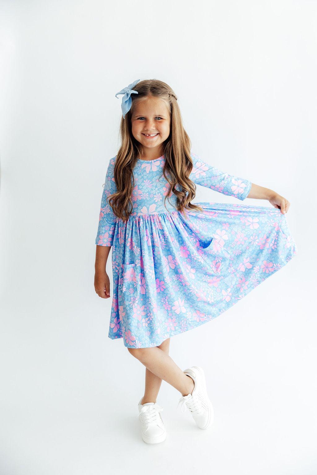 Garden Giggles 3/4 Sleeve Pocket Twirl Dress by Mila & Rose ®