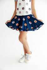 Auburn blue ruffle twirl skort with Aubie tiger design for girls
