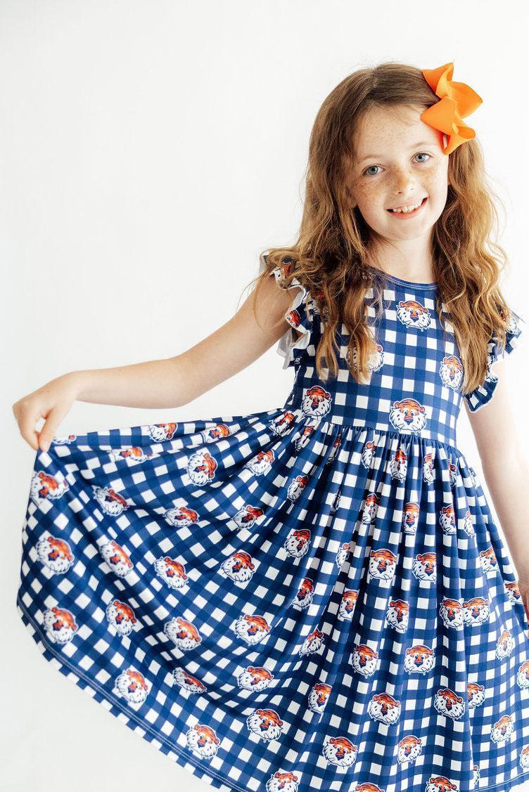 Polyester Blend Twirl Dress - Auburn Plaid by Mila & Rose ® (view 4 of 7)