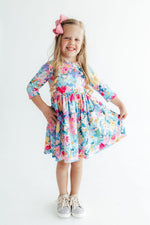 Flower Market 3/4 Sleeve Pocket Twirl Dress by Mila & Rose ®