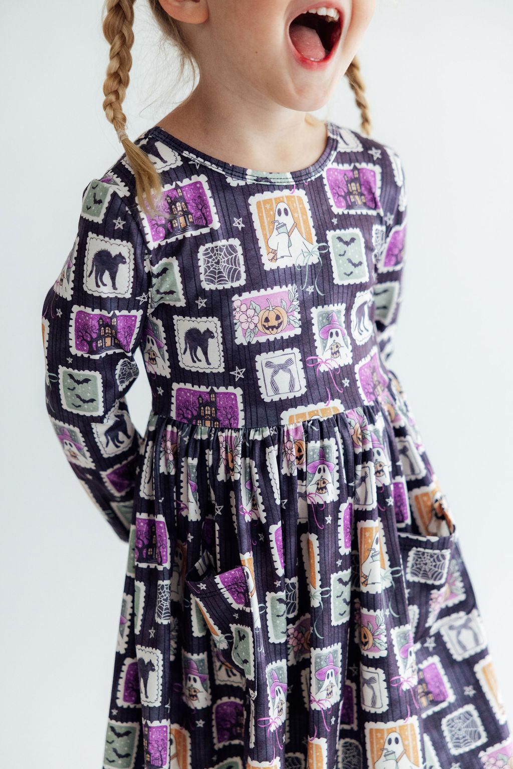 Trick or Treat L/S Pocket Twirl Dress by Mila & Rose ®