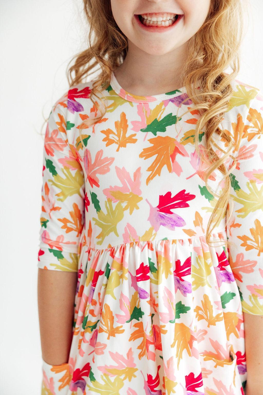 Falling Leaves 3/4 Sleeve Pocket Twirl Dress by Mila & Rose ® (view 2 of 4)