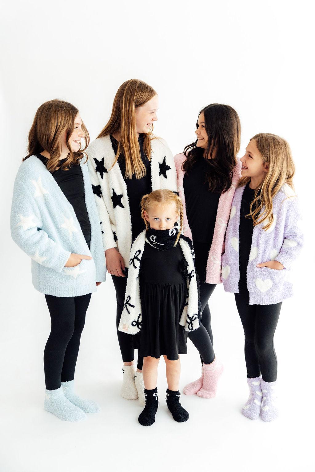 Light Pink/Coconut Bow Cozy Cardigan