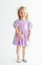 Periwinkle Heart Puff Sleeve Sequin Dress by Mila & Rose ®