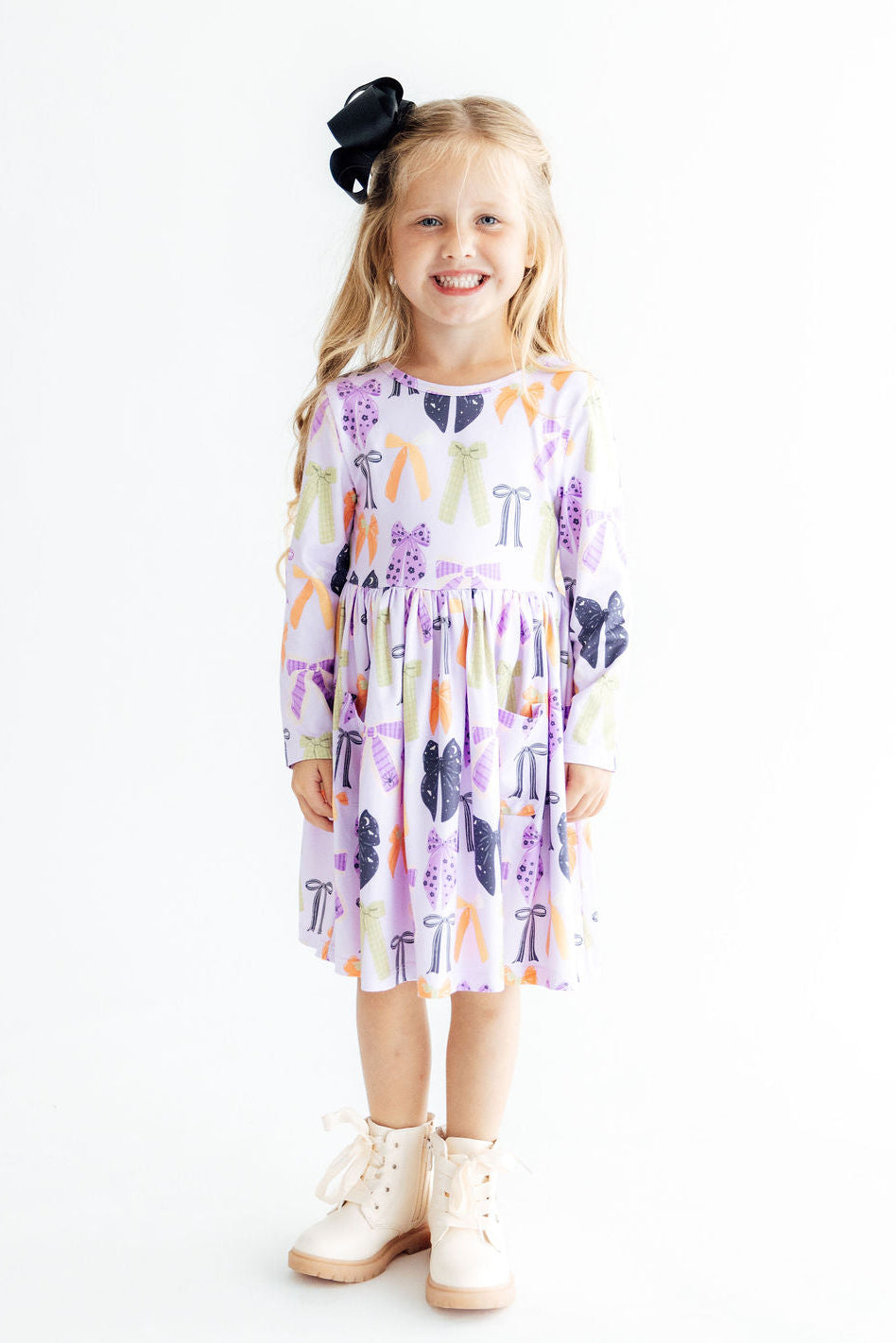 Tied with a Boo Lavender L/S Pocket Twirl Dress by Mila & Rose ®