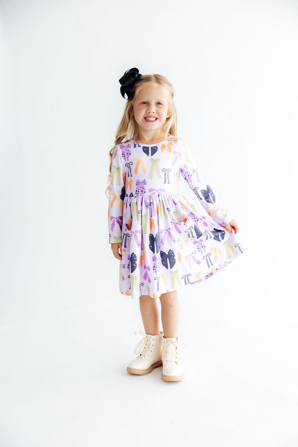 Tied with a Boo Lavender L/S Pocket Twirl Dress by Mila & Rose ®