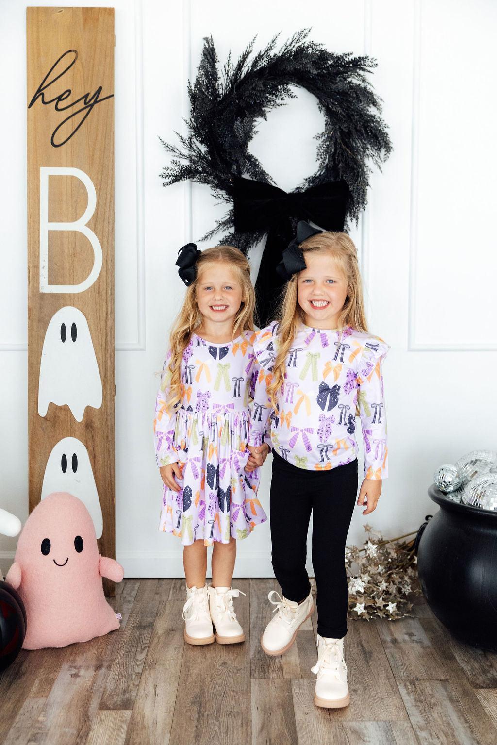 Tied with a Boo Lavender L/S Ruffle Tee by Mila & Rose ®