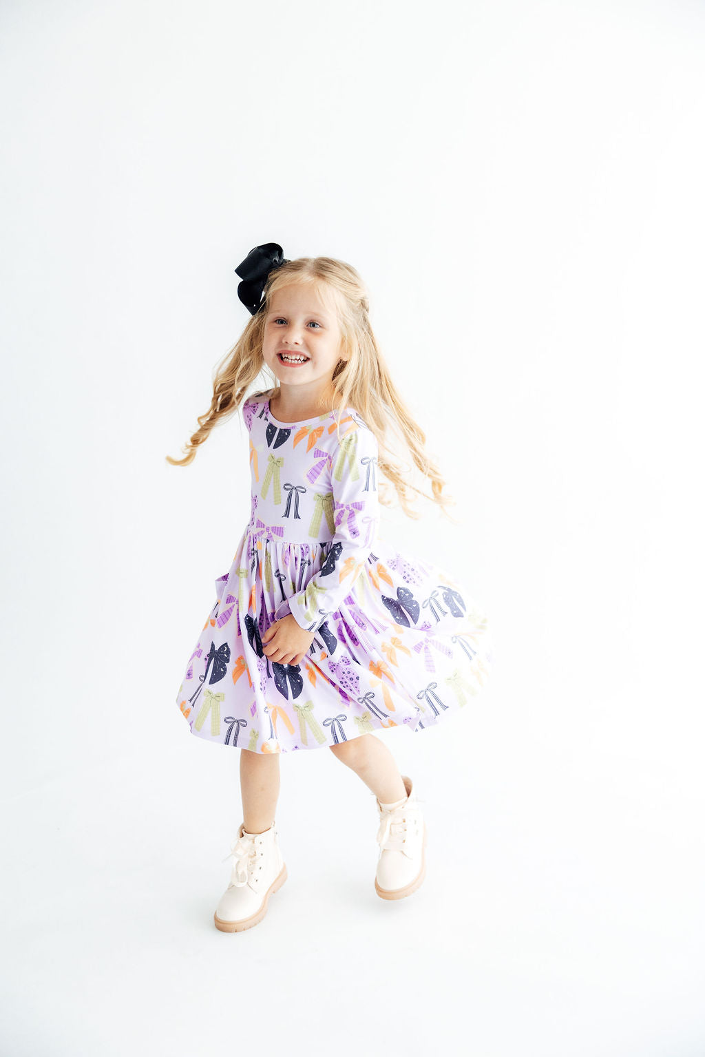 Tied with a Boo Lavender L/S Pocket Twirl Dress by Mila & Rose ®