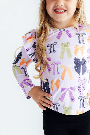 Tied with a Boo Lavender L/S Ruffle Tee by Mila & Rose ®